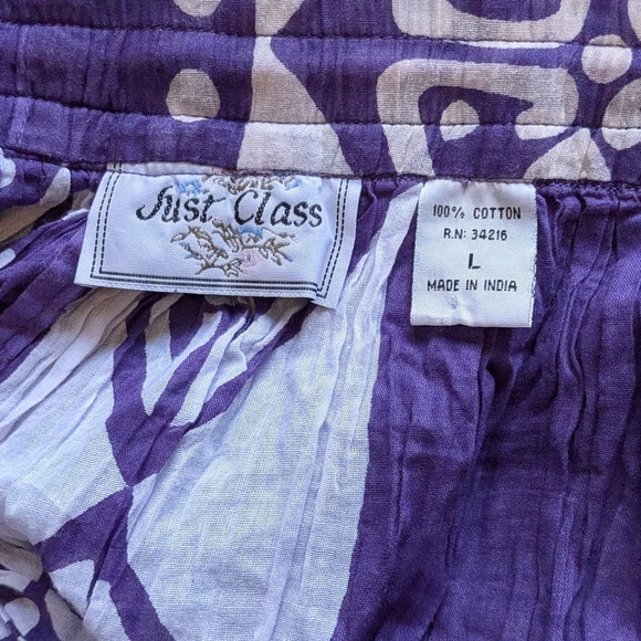 Just Class Purple Printed Maxi Skirt L Bohemian Hippie Flowy Comfy - Picture 4 of 4